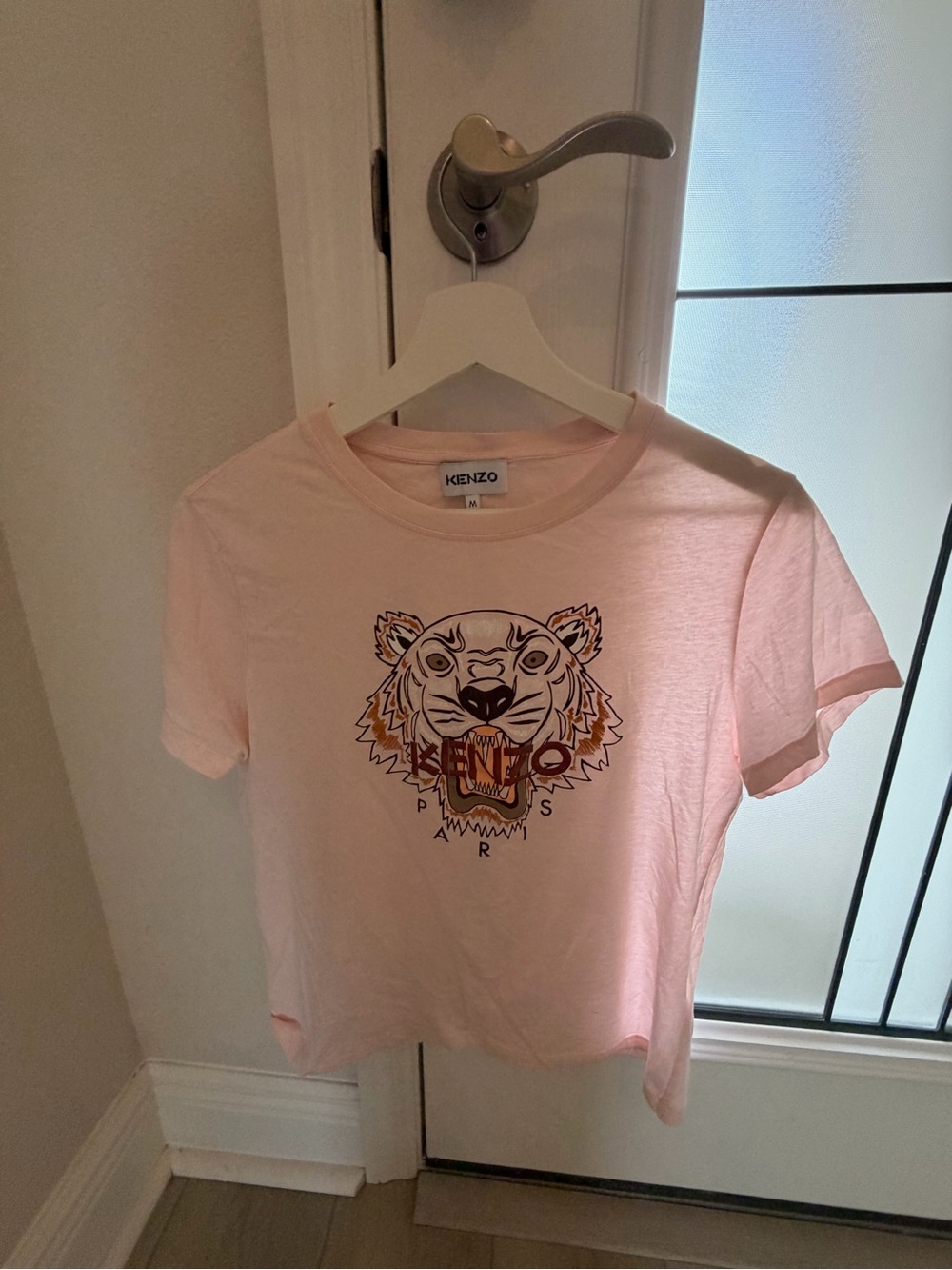 Kenzo Pale Pink Short-Sleeve Tiger Motif Tee